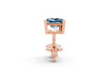 Princess Cut Aquamarine Stud Earrings in Rose gold with Basket Setting_2