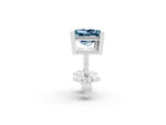 Princess Cut Aquamarine Stud Earrings in White gold with Basket Setting_2