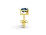 Princess Cut Aquamarine Stud Earrings in Yellow gold with Basket Setting_2