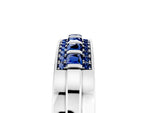 Princess Cut Blue Sapphire Bar-Set Pavé Band in Platinum with Grooved Edge Detailing_5