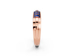 Princess Cut Blue Sapphire Bar-Set Pavé Band in Rose gold with Grooved Edge Detailing_2