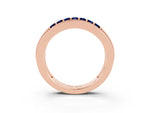 Princess Cut Blue Sapphire Bar-Set Pavé Band in Rose gold with Grooved Edge Detailing_3