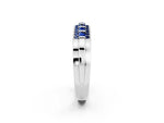 Princess Cut Blue Sapphire Bar-Set Pavé Band in White gold with Grooved Edge Detailing_2