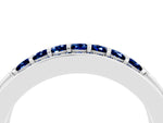 Princess Cut Blue Sapphire Bar-Set Pavé Band in White gold with Grooved Edge Detailing_4
