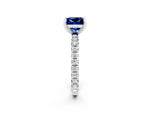 Princess Cut Blue Sapphire Pavé Solitaire Ring in Silver with Round Pavé Band and Prong Setting_2