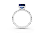 Princess Cut Blue Sapphire Pavé Solitaire Ring in Silver with Round Pavé Band and Prong Setting_3