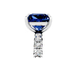 Princess Cut Blue Sapphire Pavé Solitaire Ring in Silver with Round Pavé Band and Prong Setting_5