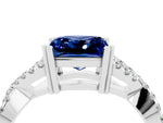 Princess Cut Blue Sapphire Solitaire Ring in Silver with Interwoven Pavé Band and Prong Setting_10