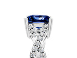 Princess Cut Blue Sapphire Solitaire Ring in White gold with Interwoven Pavé Band and Prong Setting_5