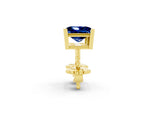 Princess Cut Blue Sapphire Stud Earrings in Yellow gold with Basket Setting_2