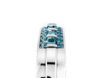 Princess Cut Blue Topaz Bar-Set Pavé Band in Platinum with Grooved Edge Detailing_5