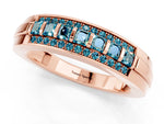 Princess Cut Blue Topaz Bar-Set Pavé Band in Rose gold with Grooved Edge Detailing_1