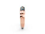 Princess Cut Blue Topaz Bar-Set Pavé Band in Rose gold with Grooved Edge Detailing_2