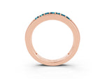 Princess Cut Blue Topaz Bar-Set Pavé Band in Rose gold with Grooved Edge Detailing_3