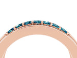 Princess Cut Blue Topaz Bar-Set Pavé Band in Rose gold with Grooved Edge Detailing_4