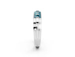 Princess Cut Blue Topaz Bar-Set Pavé Band in Silver with Grooved Edge Detailing_2