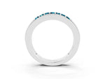 Princess Cut Blue Topaz Bar-Set Pavé Band in White gold with Grooved Edge Detailing_3