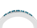 Princess Cut Blue Topaz Bar-Set Pavé Band in White gold with Grooved Edge Detailing_4