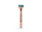 Princess Cut Blue Topaz Milgrain Pavé Engagement Ring in Rose gold with Prong Setting_2