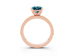 Princess Cut Blue Topaz Milgrain Pavé Engagement Ring in Rose gold with Prong Setting_3