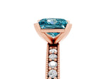 Princess Cut Blue Topaz Milgrain Pavé Engagement Ring in Rose gold with Prong Setting_5