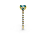 Princess Cut Blue Topaz Pavé Solitaire Ring in Yellow gold with Round Pavé Band and Prong Setting_2