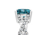 Princess Cut Blue Topaz Solitaire Ring in Platinum with Interwoven Pavé Band and Prong Setting_11