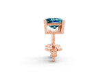 Princess Cut Blue Topaz Stud Earrings in Rose gold with Basket Setting_2