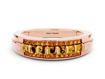 Princess Cut Citrine Bar-Set Pavé Band in Rose gold with Grooved Edge Detailing