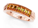 Princess Cut Citrine Bar-Set Pavé Band in Rose gold with Grooved Edge Detailing_1