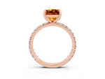 Princess Cut Citrine Pavé Solitaire Ring in Rose gold with Round Pavé Band and Prong Setting_3
