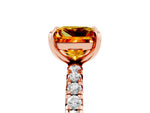 Princess Cut Citrine Pavé Solitaire Ring in Rose gold with Round Pavé Band and Prong Setting_5