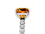 Princess Cut Citrine Pavé Solitaire Ring in White gold with Round Pavé Band and Prong Setting_5