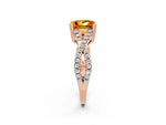 Princess Cut Citrine Solitaire Ring in Rose gold with Interwoven Pavé Band and Prong Setting_2