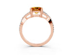 Princess Cut Citrine Solitaire Ring in Rose gold with Interwoven Pavé Band and Prong Setting_3