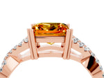 Princess Cut Citrine Solitaire Ring in Rose gold with Interwoven Pavé Band and Prong Setting_4