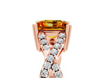Princess Cut Citrine Solitaire Ring in Rose gold with Interwoven Pavé Band and Prong Setting_5