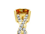 Princess Cut Citrine Solitaire Ring in Yellow gold with Interwoven Pavé Band and Prong Setting_5