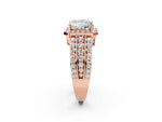 Princess Cut Diamond Halo Engagement Ring in Rose gold with Triple-Row Round Band_20
