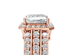 Princess Cut Diamond Halo Engagement Ring in Rose gold with Triple-Row Round Band_23