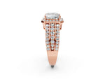 Princess Cut Diamond Halo Engagement Ring in Rose gold with Triple-Row Round Band_26