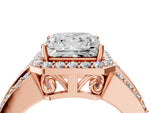 Princess Cut Diamond Halo Engagement Ring in Rose gold with Triple-Row Round Band_28