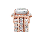 Princess Cut Diamond Halo Engagement Ring in Rose gold with Triple-Row Round Band_29