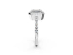 Princess Cut Diamond Halo Engagement Ring in White gold with Milgrain Detail and Pavé Band_68