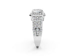 Princess Cut Diamond Halo Engagement Ring in White gold with Triple-Row Round Band_20
