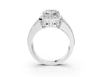 Princess Cut Diamond Halo Engagement Ring in White gold with Triple-Row Round Band_21
