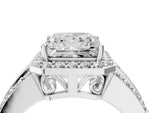 Princess Cut Diamond Halo Engagement Ring in White gold with Triple-Row Round Band_22