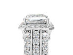 Princess Cut Diamond Halo Engagement Ring in White gold with Triple-Row Round Band_23