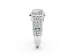 Princess Cut Diamond Halo Engagement Ring in White gold with Triple-Row Round Band_26