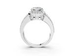 Princess Cut Diamond Halo Engagement Ring in White gold with Triple-Row Round Band_27